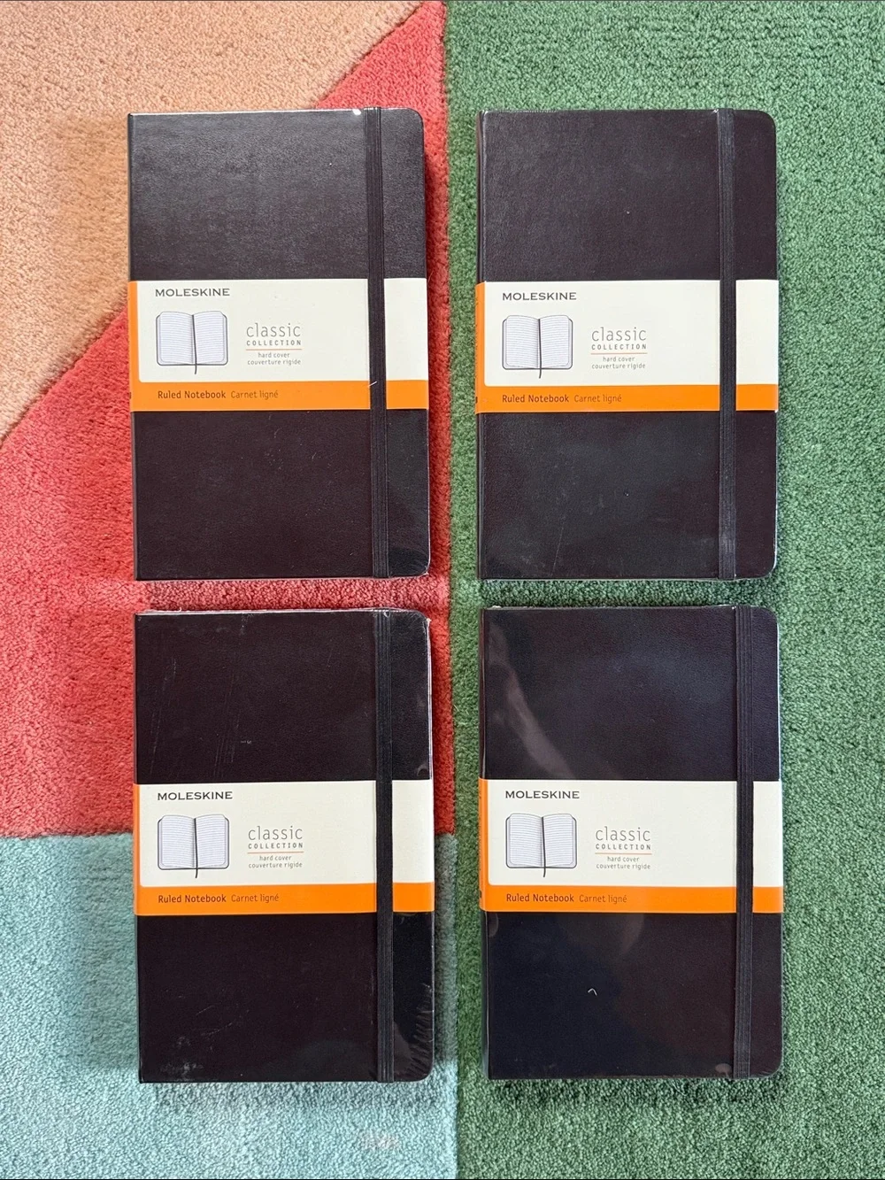 Qty 4 - Moleskine Black Classic Ruled Notebooks - Set of 4. Unopened. 5” x 8.25”